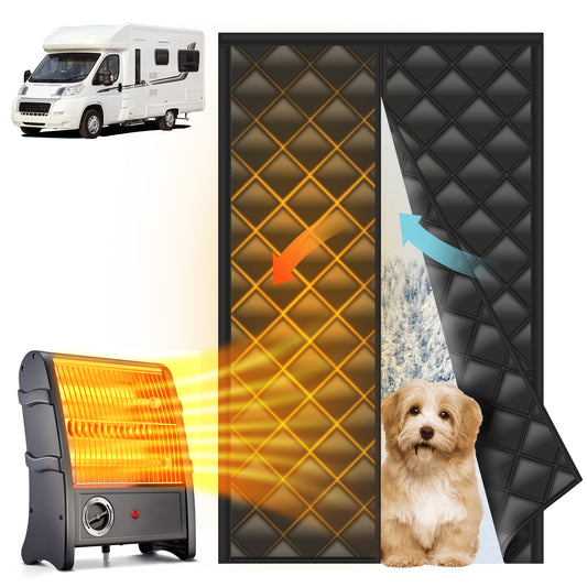 RV Thermal Door Curtain, RV Door Insulation Cover, Magnetic Thermal Insulated Door Curtain, Size 33" x 80", Thermal RV Door Covers for Inside Camper