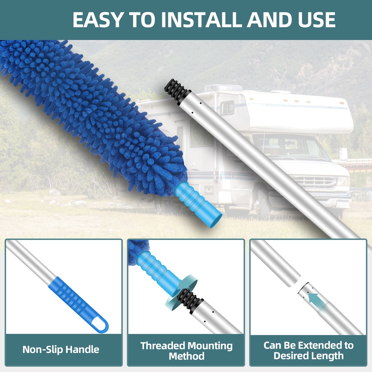 HIFOR RV Awning Cleaning Mop for Camper