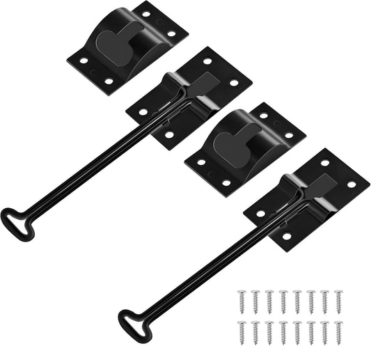 Rv Door Holder, 6 inch (Black Metal, 2 Pack)