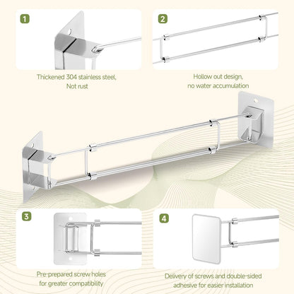 RV Shower Corner Storage Bar 304 Stainless Steel (2 Pack)