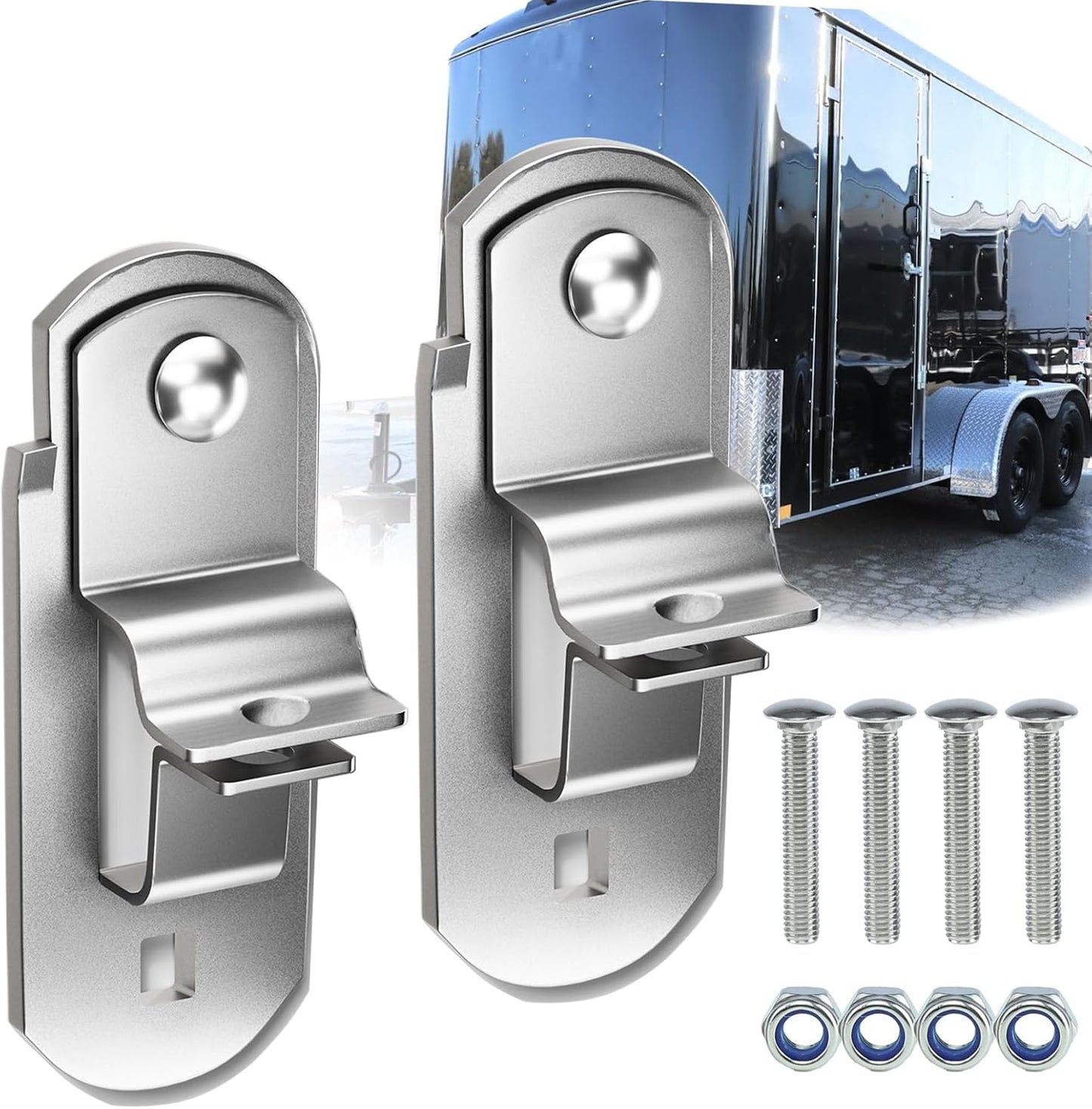 Cargo Trailer Door Latch, Square Screw Holes (4 inch Hole Spacing, 2 Pack)