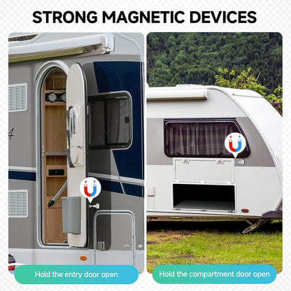 RV Magnetic Door Holder 4inch, Updated Hydraulic Shock Absorbent Technology (Stainless Steel, 2 Pack)